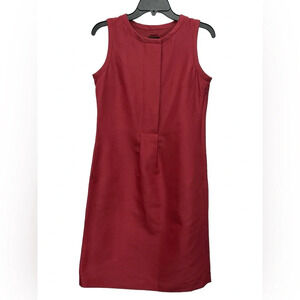 Talbots Red Silk Cotton Sheath Dress Sleeveless Career Pockets Knee Length NWT